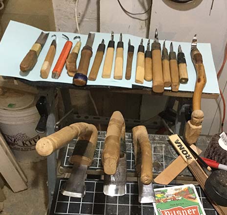 bent knives, adze,